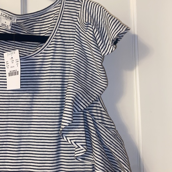 NWT Jcrew factory cotton ruffle lightweight casual dress, black / white, small! - Picture 4 of 10